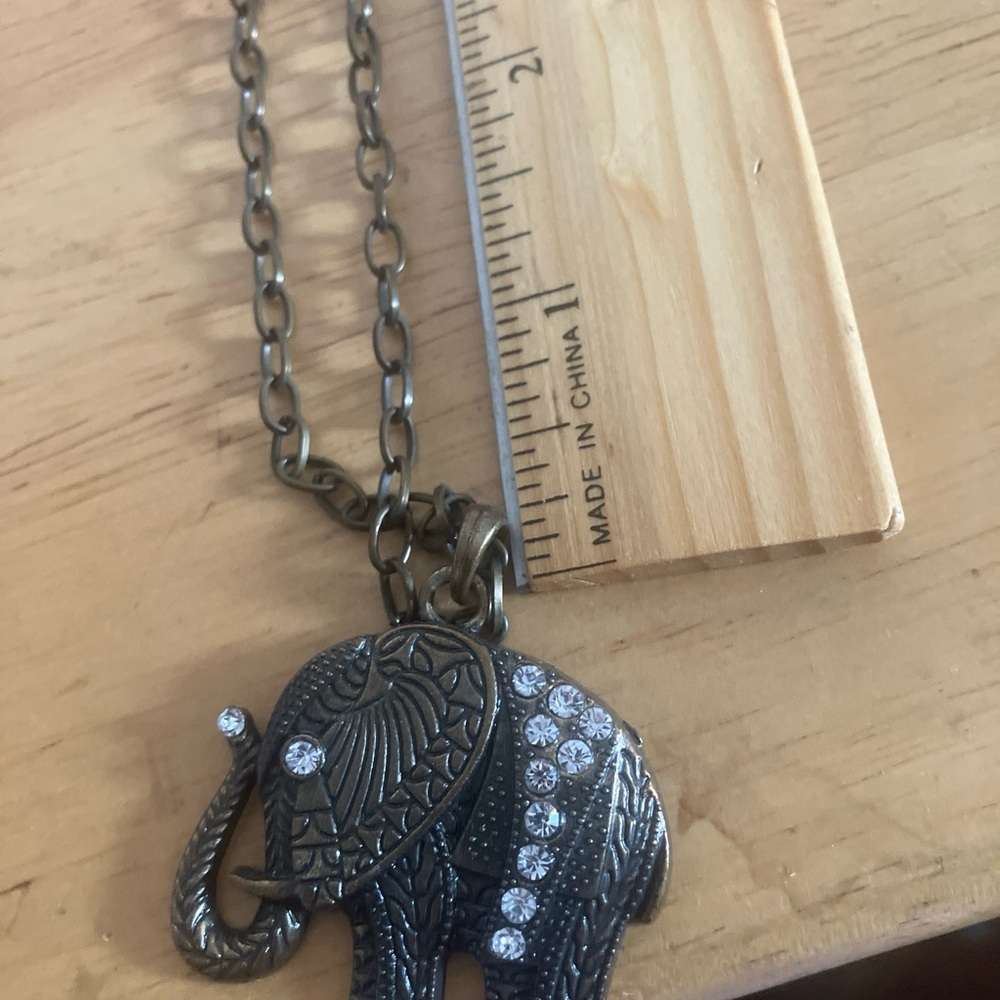 Bronze Elephant Pendant Necklace